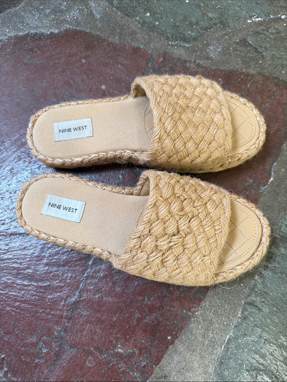 Nine West Natural Braided Slide Sandals